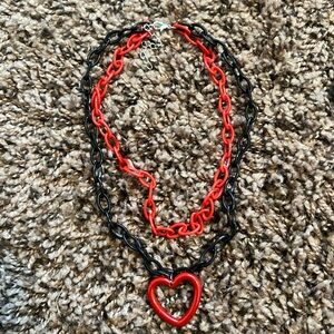 Black and red heart necklace